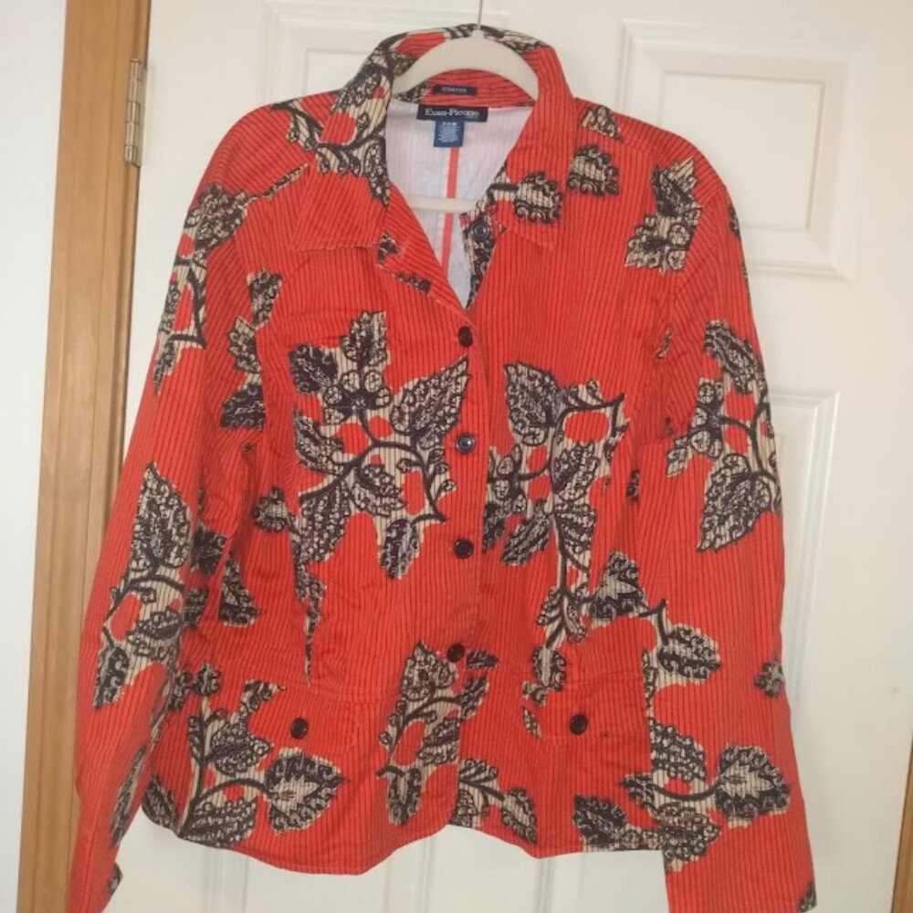 Evan Picone: Woman's orange/black blazer button closure two pockets. size 24W.